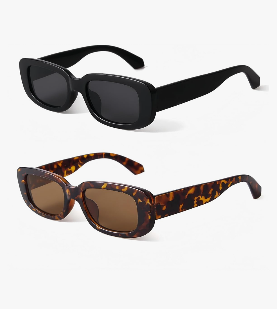 BUTABY Rectangle Sunglasses for Women Retro Driving Glasses 90’s Vintage Fashion Narrow Square Frame UV400 Protection