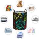 Colorful Silhouettes Game Joystick Round Laundry Hamper Storage Basket Toys Clothes Organizer Bin For Home Bathroom Bedroom Dorm Nursery, 38l