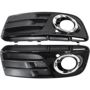 Glossy Black ABS Front Bumper Lower Fog Light Cover Grill Grilles Insert