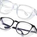 Safety glasses Goggles Nurses Protective Eyewear - Anti Fog Square Frame Stylish Clear Glasses for Women Men (B3-clear Black)