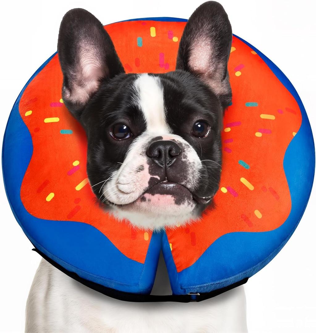 Gimars Inflatable Dog Cone Alternative Dog Donut Collar After Surgery, Soft Dog Neck Pillow Recovery Cone Collar, E Collar and Elizabethan Collar Alternative for Small and Medium Dogs - Orange M+