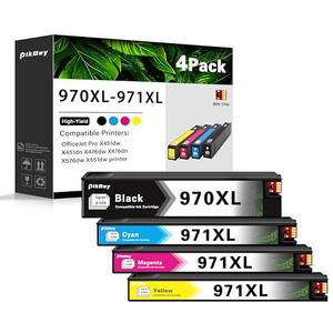 PikBey 970XL 971XL Ink Cartridges Replacement for HP 970 971 Ink Cartridges for OfficeJet Pro X451dw X451dn X476dw X476dn X576dw X551dw 4 Pack (1Black, 1Cyan, 1Magenta, 1Yellow)
