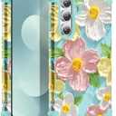 Compatible with Galaxy S25 FE Case,3 in 1 Oil Painting Flower Pattern Heavy Duty Shockproof Protection Silicone Rubber Bumper+Hard PC Protective Cover for Samsung S25 FE 6.7",Green Flower