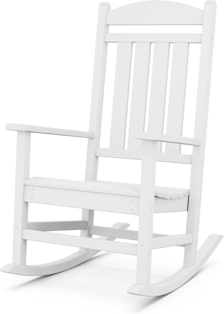POLYWOOD Presidential Rocking Chair in White, Oversized, 33.75"D x 26.25"W x 42.5"H