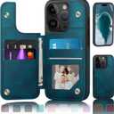 DJDUCK Designed for iPhone 14 Pro Case Wallet with Card Holder, [Magnetic Clasp Cover] [RFID Blocking Leather Protection] Shockproof Women Men Cases 6.1 Inch for Apple 14 Pro Teal