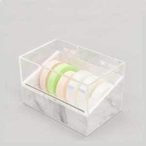 Dust-Proof False Eyelash Tape Cutter and Dispenser - Acrylic Multi-Grid Tapes Storage Box - Holds Up to 6 Rolls (White)