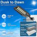 10000W Solar Street Light - 600000 Lumens, Dusk-to-Dawn, Waterproof, Ideal for Commercial & Outdoor Parking Lots - Energy-Efficient Solar-Powered, (Black)