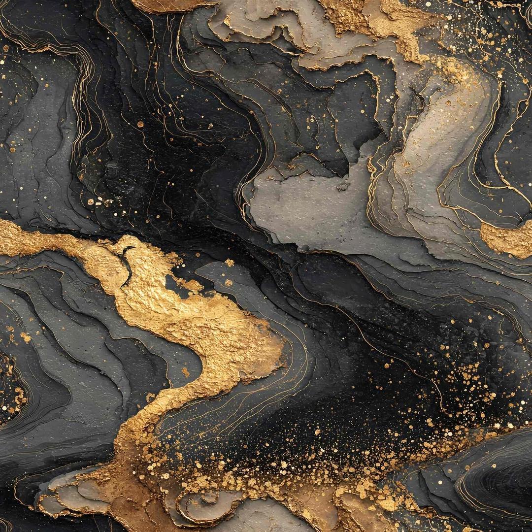 Black and Gold Peel and Stick Wallpaper, Luxury Abstract Stone Texture Wall Decor | Self-Adhesive, Waterproof Vinyl, 17.7" x 118"