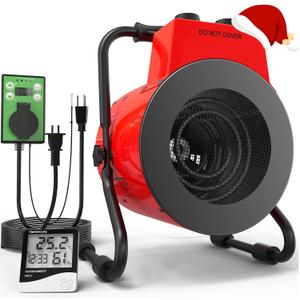 1500W Greenhouse Heater with Digital Thermostat, Outdoor Heater with Overheat Protection and 3-Second Rapid Heating Function, Outdoor Heaters for Patio Garage, Greenhouse, Flower House