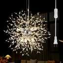 8-Light Plug in Crystal Chandeliers Semi Flush Mount Ceiling Light Modern Lighting Fixture for Foyer Entryway Bedroom Hallway Kitchen Bar Dining Room | Bulbs Not Included | Chrome