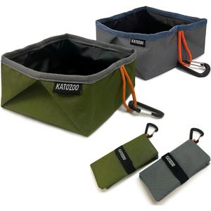 Travel Dog Bowls, 2 Pack 60oz Collapsible Dog Bowls for Food and Water (Green+Grey)