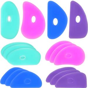 Sherr 12 Pcs Soft Rubber Rib for Pottery Clay Silicone Ceramics Tools Multi Styles Pottery Rubber Clay Ceramic Ribs for DIY Smooths Shapes Sculpting Ceramics Tool(Stylish Style,Vivid Color)