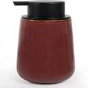 INGOFIN Ceramic Lotion Dispenser - 12 oz Refillable Hand Soap Dispenser Bathroom, Modern Liquid Soap Dispenser with Pump, Dish Dispenser for Kitchen,Kiln-Glazed Red Brown