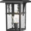 Outdoor Post Lights, HWH Large Lamp Post Light Fixtures, Exterior Pillar Lantern with Water Ripple Glass, Outdoor Pole Lamp for Column Pathway, Matte Black Finish, HX1P-SW BK (Large)