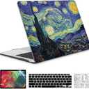 Compatible with MacBook Air 13 Inch Case 2022, 2021-2018 A2337 M1 A1932 A2179 Durable Hard Plastic Shell Case &Keyboard Cover&Mac OS Keyboard Sticker (Van Gogh Starry Sky)