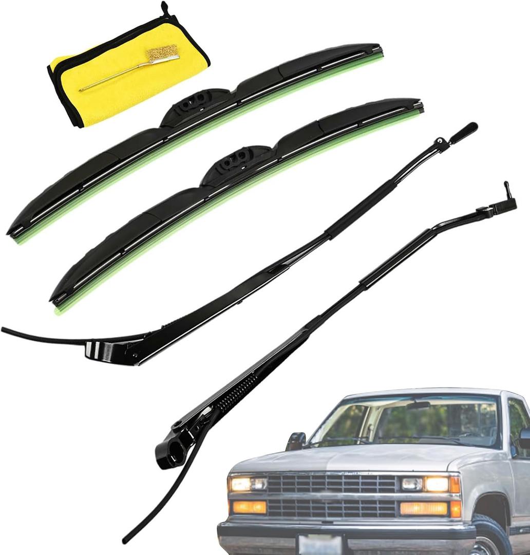 Windshield Wiper Arm & Blade Set Fits for 1985-1991 Chevy GMC C/K Pickup C1500 K1500 Suburban for 1987-1991 Blazer Jimmy Replaces# 22111206 15522766 15593245