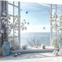 Coastal Flower Bathroom Canvas Wall Art Farmhouse Cotton Bouquet and Butterfly Bathroom on Window Wall Decor Rustic Blue Beach Butterfly Poster Print for Living Room Bedroom Restroom Home Decoration (16L" x 12W")
