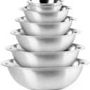 EHOMEA2Z Mixing Bowls Metal Stainless Steel,Kitchen Nesting Bowls for Space Saving Storage Gadgets, Baking, Cooking, Breader Bowl, Polished Mirror (7,2x0.75,1.5,3,4,5,8 QT)