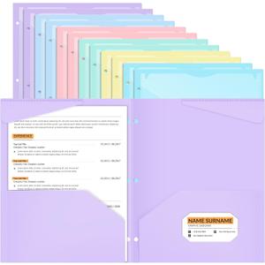 Henoyso 12 Pack Plastic Folders with Clear Front Pocket Back to School Heavy Duty File Folders with 2 Pockets and Card Slot for Student School to Home Supply, Office, Teachers (Pastel Color)