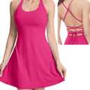 Womens Open Back Tennis Dress Sleeveless Built in Shorts Golf Athletic Dress Halter A Line Workout Summer Outfits, Size 9Y