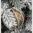 12PCS Burlap Christmas Ornaments, Rustic Jute Wrapped Balls 3.15", Snowflake Embroidered & Plaid Pattern Farmhouse Ornaments for Christmas Tree