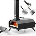 Pizza Oven Outdoor With a Thermometer, Portable Pellet Pizza Stove Wood Fired Stainless Steel Pizza Maker for Backyard or Outside Camping, Pizza Stone(11.25inch*11.25inch)