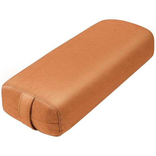 Premium Crushed Sponge Yoga Bolster Pillow for Yin Yoga, Restorative & Meditation - Rectangular Cushion (Orange, 27inch*10.6inch)