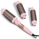 Farery Thermal Brush Set 3 in 1, Ceramic Curling Wand & Hot Brush with 9 Temperatures. 3 Interchangeable Travel Curling Irons for Short, Medium & Long Hair (1.25'', 1.5'' & 1.75'' Barrels)