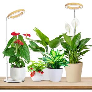 Aokrean Plant Grow Light, Full Spectrum 6.3in Plant Light for Indoor Growing, Height Adjustable 9.8"-37.4" with Auto Timer 6/12/16Hrs, 3 Optional Spectrums, 5 Brightness, Wood Grain Desk Growing Lamp