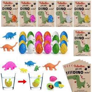 Valentines Day Gifts for Kids, 24 Pack Hatching Dinosaur Eggs Card Bulk Funny Dino Valentine Exchange Cards Novelty Toys for Boys Girls Toddler School Class Classroom Birthday Party Decorations Favors