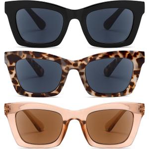 Reader Sunglasses 3 Pack Reading Sunglasses for women Stylis Style UV400 Full Lens Outdoor Reader Spring Hinge