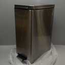 Home Zone Living 8 Gallon Slim Kitchen Trash Can with Soft Close Lid, Step Pedal, Bag Tuck Band, and Removable Liner, Stainless Steel, Silver (Single)