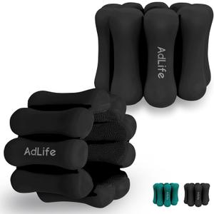 ADLIFE 2lbs Adjustable Pilates Wrist Ankle Weights for Women, Silicone Wearable Arm Leg Weights Set of 2 (1lb Each) for Working out, Waterproof Exercise Equipments for Yoga, Dance, Barre, Walking (Black)