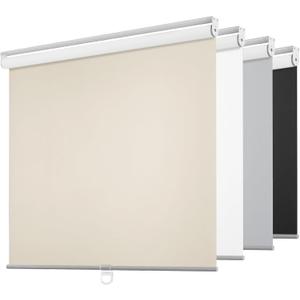 ChrisDowa Cordless Free-Stop100% Blackout Blinds for Windows, Roller Windows Shades with Thermal Insulated, UV Protection Fabric for Living Room, Office and Home.Beige,55" W X 72" H