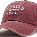 65th Birthday Gifts for Men Women, Happy 65th Birthday Decorations - Embroidered Baseball Caps Adjustable (Red)