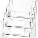 Zavekia 4-Tier 6x9 inch Acrylic Brochure Holder, Clear Literature Organizer Magazine Stand, Flyer Holder
