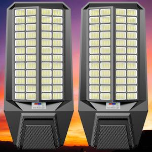 Commercial Solar Street Lights Outdoor - Waterproof Motion Sensor & Dusk to Down, Street Solar Parking Lot Light Outside for Yard, LED Flood Solar Light with Remote for Garden Patio, 12000, 2 Pack