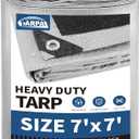 TARPAL 7x7 Tarps Silver 10.5Mil Multipurpose Protective Cover Heavy Duty Tarp UV Resistant Waterproof, Lightweight, Durable Reinforced Edges