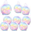 Kolldenn 12 Pcs Disco Ball Holographic Gift Bags Disco Party Favor Iridescent Paper Treat Bags 70s 80s 90s Birthday Party Supplies with Handles for Candy Goodies Wedding Bachelorette Decorations