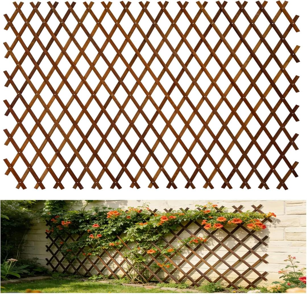 Bamboo Expandable Trellis for Climbing Plants, Wood Garden Lattice Fence Panel for Outdoor Balcony Patio Plant Support for Ivy Vine Roses,Animal Barrier,Indoor Balcony Patio Decor