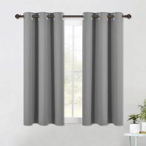 NICETOWN Bedroom Curtains Blackout Drapery Panels, Three Pass Microfiber Thermal Insulated Solid Ring Top Blackout Window Curtains / Drapes for Small Window (2 Panels, W42" X L54", Silver Grey)