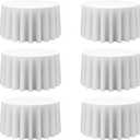 BRILLMAX 6 Pack White Round Tablecloths 120 Inch for 60 Tables - 150 GSM Polyester Fabric, Floor Length Drop, Water, Stain & Wrinkle Resistant Cloth Cover for Wedding Reception Banquet Dining