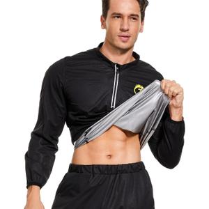 NINGMI Sauna Suit for Men Sweat Jacket Sweating Shirt Long Sleeve Workout Suits Zipper Gym Exercise Fitness (4X-Large)