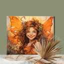 Angel Girl Butterfly Paint By Bumbers for Adults Beginner Cute Girl with Wreath DIY Paint by Numbers Acrylic Paint Canvas Orange Flower Bedroom Painting Kits Art 16x20 Inch Without Frame