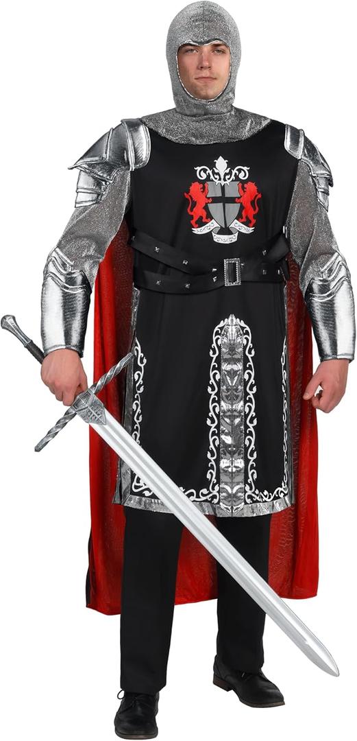 Spooktacular Creations 3 Pcs Halloween Knight Costume Men, Medieval Costume Men, Halloween Costumes for Cospaly Party XL