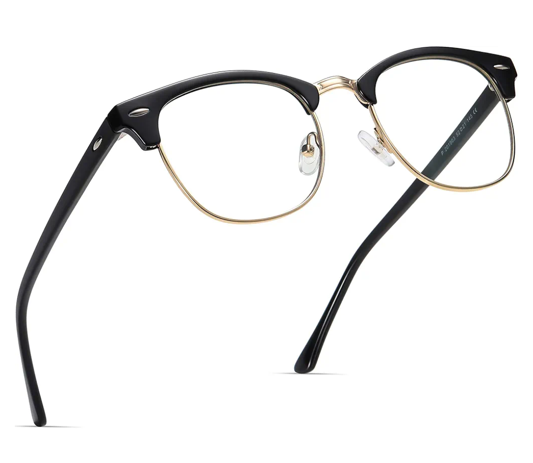 Blue Light Blocking Glasses Vintage Half Frame UV Clear Lens Anti Eyestrain Computer Gaming Glasses for Women Men