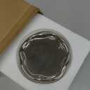 Silver Tray Decorative Vanity Tray Bathroom Tray Jewelry Dish Ceramic Silver Round Plate Holder Makeup Tray Home Organizers Irregular Storage Plate Bathroom Organizer (Round) (7.5")