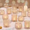 38 Pcs Assorted Gold Votive Candle Holders Bulk- Gold Candle Holders Bulk for Thanksgiving Christmas Table Decorations, Glass Tealight Candle Holder for Fall Wedding Table Centerpieces