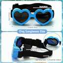 Small Summer T-Shirts Set Include Adjustable Pet Hat with Ear Holes Breathable Hawaiian Dog Shirt Heart Shape Sunglasses Beach Outfit Set for Puppy Small Pets Dog Cat(Blue,S)