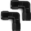 10AN Female to 10AN Female 90 Degree Swivel Coupler Fitting Adapter 7/8-14UNF Thread Aluminium Black 2PCS